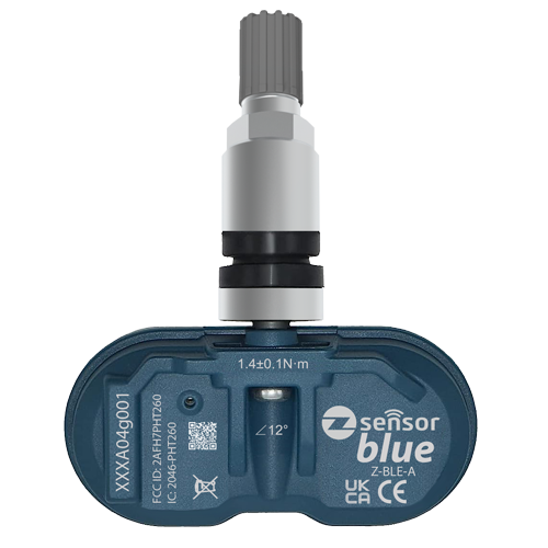 Replacement Tesla BLE TPMS Sensor Clamp-In Z Sensor Blue - Aluminium Valve (Silver)